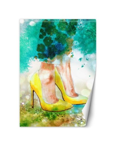 Glamour wall murals - Yellow pins watercolour abstract | FEEBY