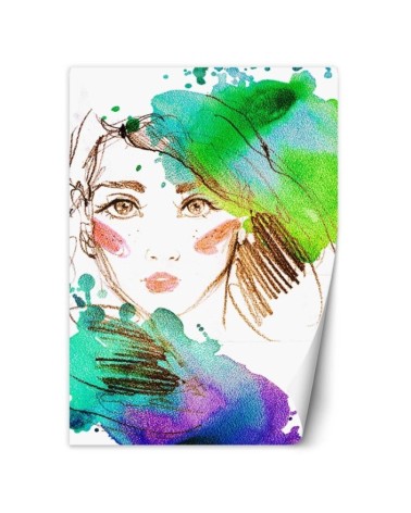 Inspirational wall murals - Portrait of a woman watercolour abstract | FEEBY