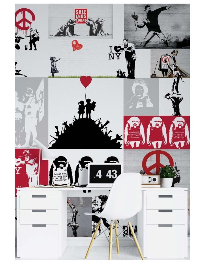 Nowoczesne fototapety - Banksy collage | FEEBY