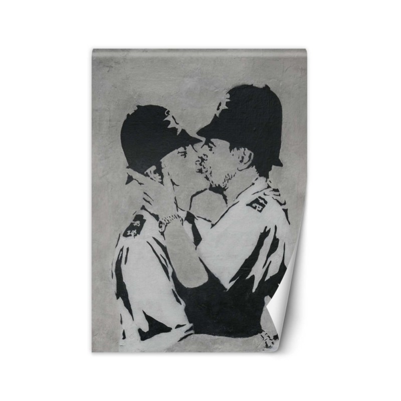 Modne fototapety - Całujący się policjanci mural Banksy | FEEBY