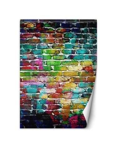 Texture wall mural - Rainbow brick | FEEBY