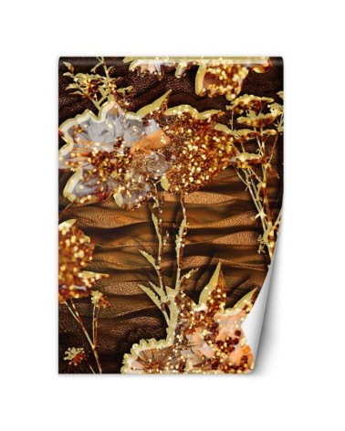 Glamour wall mural - Golden flowers | FEEBY