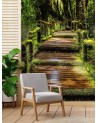 Landscape wall murals - Bridge in a green forest | FEEBY