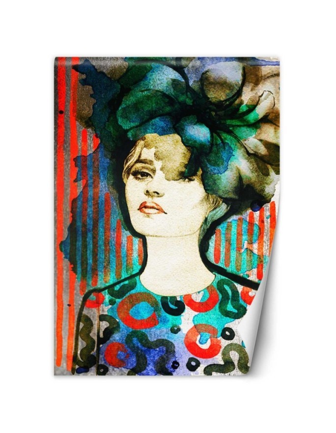 Inspirujące fototapety - Kobieta w kapeluszu akwarela | FEEBY