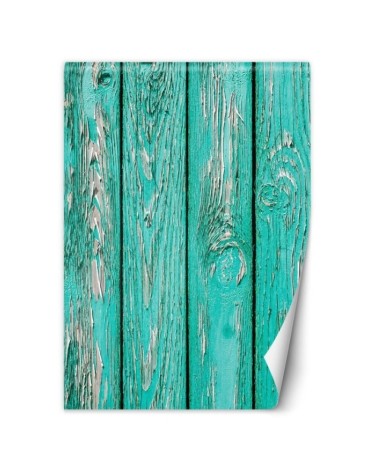 Texture wall mural - Turquoise planks | FEEBY
