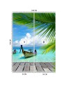 Egzotyczne fototapety - Łódka tropikalna plaża palmy | FEEBY