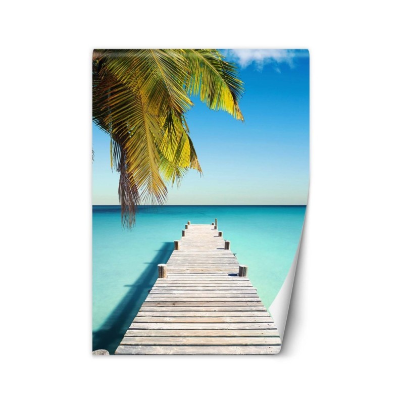 Egzotyczne fototapety - Pomost palmy tropikalny ocean | FEEBY