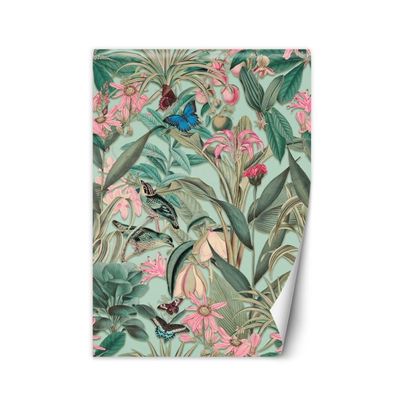 Exotic Wallpaper - Pink Flowers on a background of green leaves Andrea Haase | FEEBY