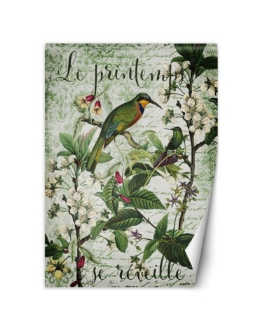 Wallpaper - Bird on branch leaves on green background Andrea Haase | FEEBY