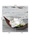 Stylowe fototapety - Kwiaty białej orchidei na tle starej deski | FEEBY