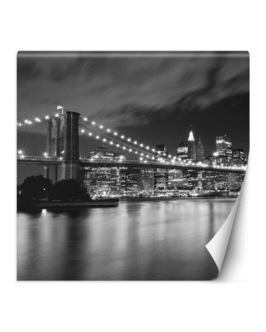 Photo Wallpaper - Brooklyn Bridge lit up at night New York | FEEBY
