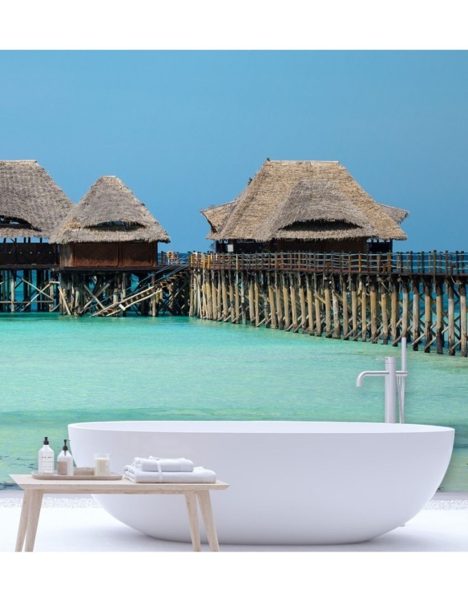 Unikalne fototapety - Bungalowy tropikalna plaża | FEEBY