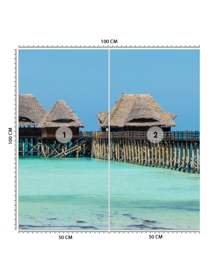 Unikalne fototapety - Bungalowy tropikalna plaża | FEEBY