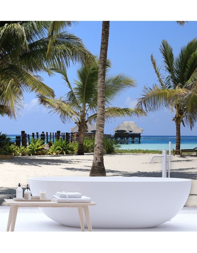 Unique wall mural - Tropical beach palm trees nature | FEEBY