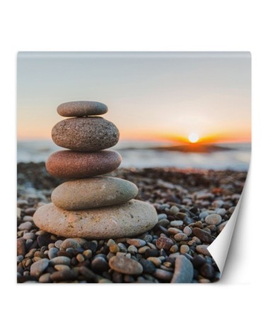 Original wall mural - Stony beach and sunset | FEEBY