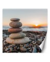 Oryginalne fototapety - Kamienista plaża i zachód słońca | FEEBY