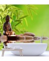 Fototapety do salonu spa gabinetu - Budda świeczka i kamienie zen | FEEBY