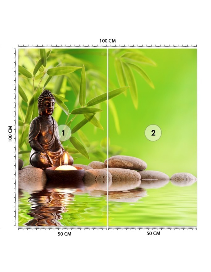 Fototapety do salonu spa gabinetu - Budda świeczka i kamienie zen | FEEBY