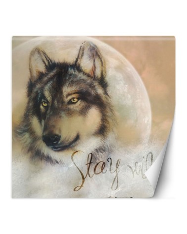 Modern wall murals - Brown wolf against the moon | FEEBY
