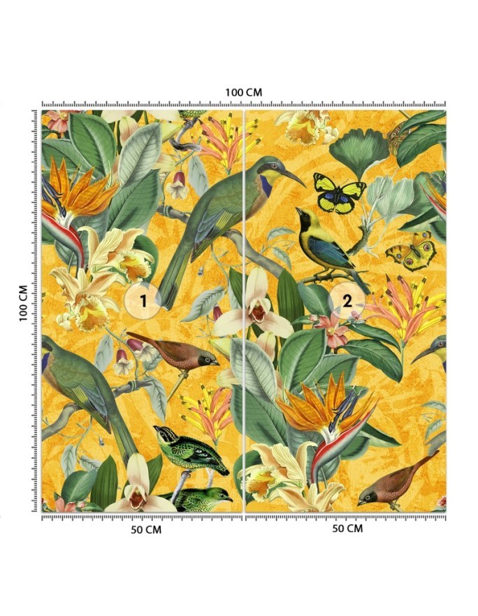 Wall mural - Tropical abstraction birds on a branch Andrea Haase | FEEBY