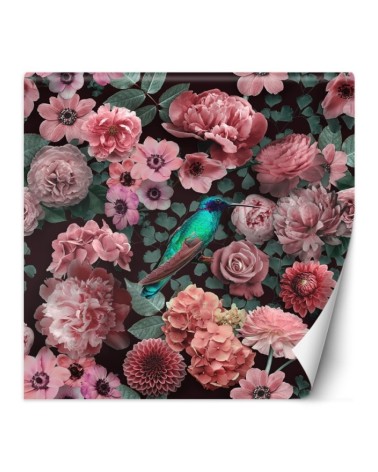 Stylish wall mural - Flowers roses pink bird nature Andrea Haase | FEEBY