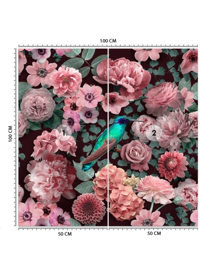 Stylowe fototapety - Kwiaty róże różowe ptak natura Andrea Haase | FEEBY