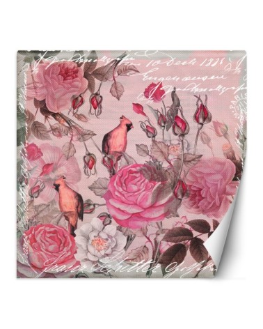 Original wall murals - Parrots and flowers in pink Andrea Haase | FEEBY
