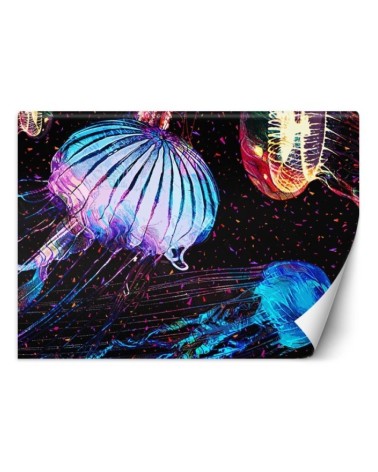 Bedroom wall mural - Neon jellyfish abstract Gab Fernando | FEEBY