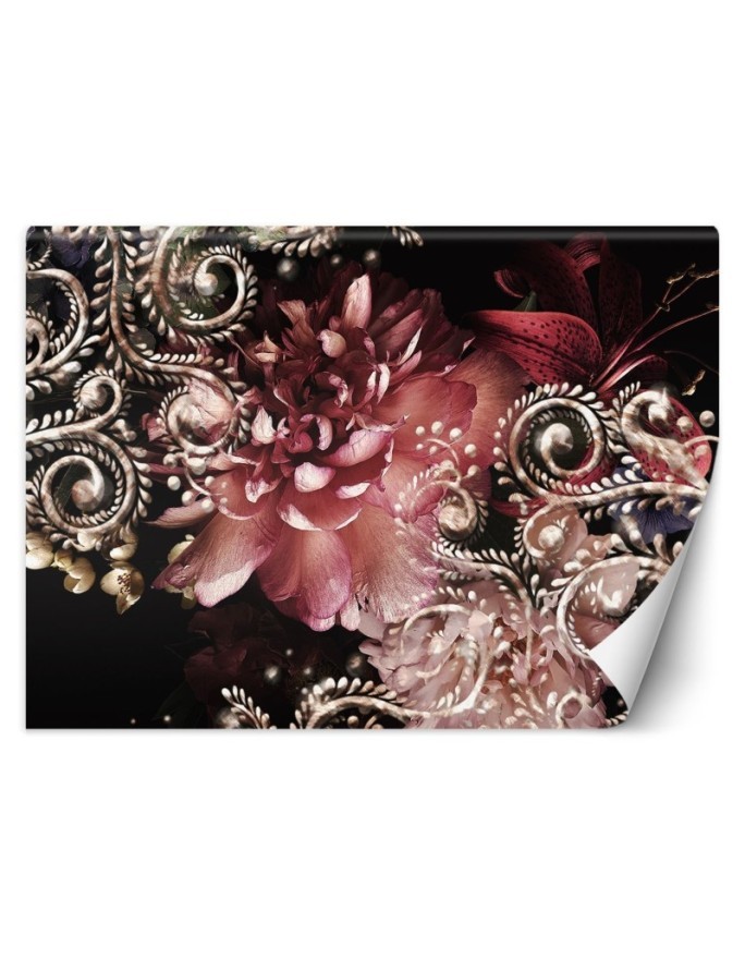 Stylowe fototapety 3D - Piwonia i kwiat lilii glamour 3D | FEEBY