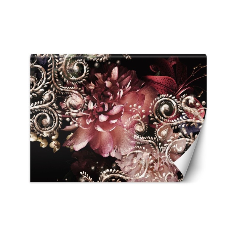 Stylowe fototapety 3D - Piwonia i kwiat lilii glamour 3D | FEEBY