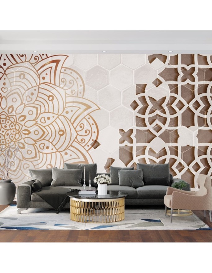 Oryginalne fototapety - Mandala Biel Geometria | FEEBY