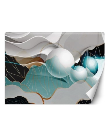 3D effect wall murals - Abstraction with 3D spheres | FEEBY