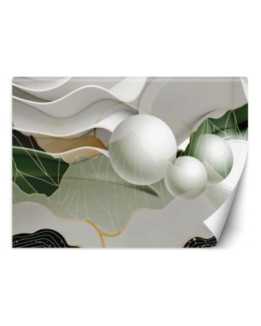 Depth effect wall murals - Abstract waves balls 3D | FEEBY