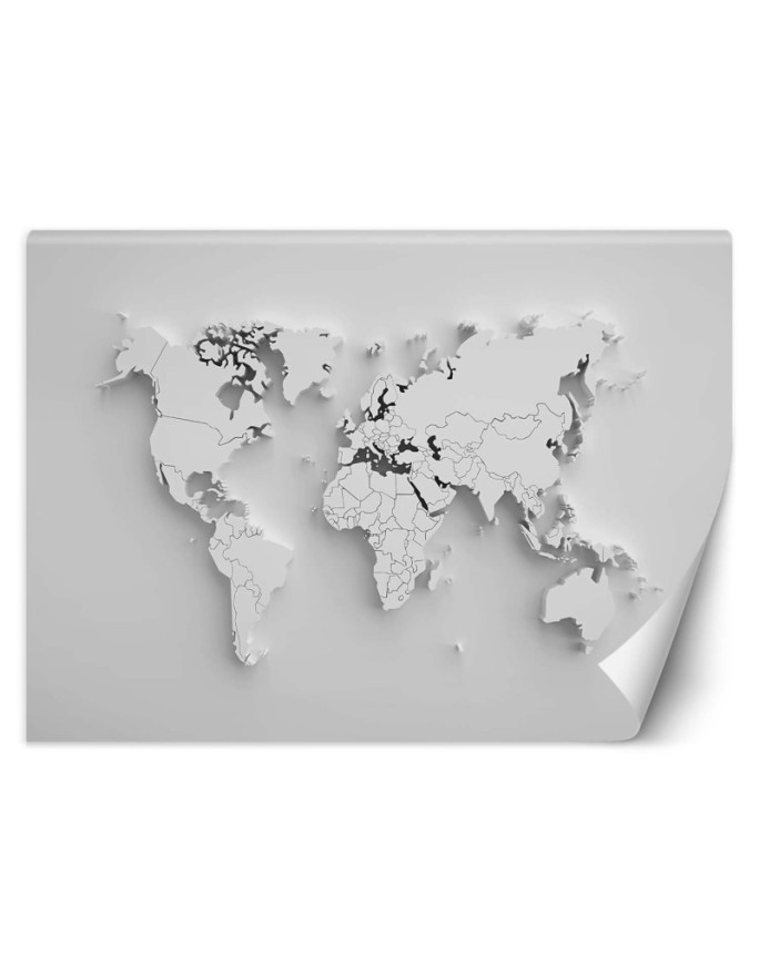 Fototapeta 3D - Biała mapa świata 3D | FEEBY