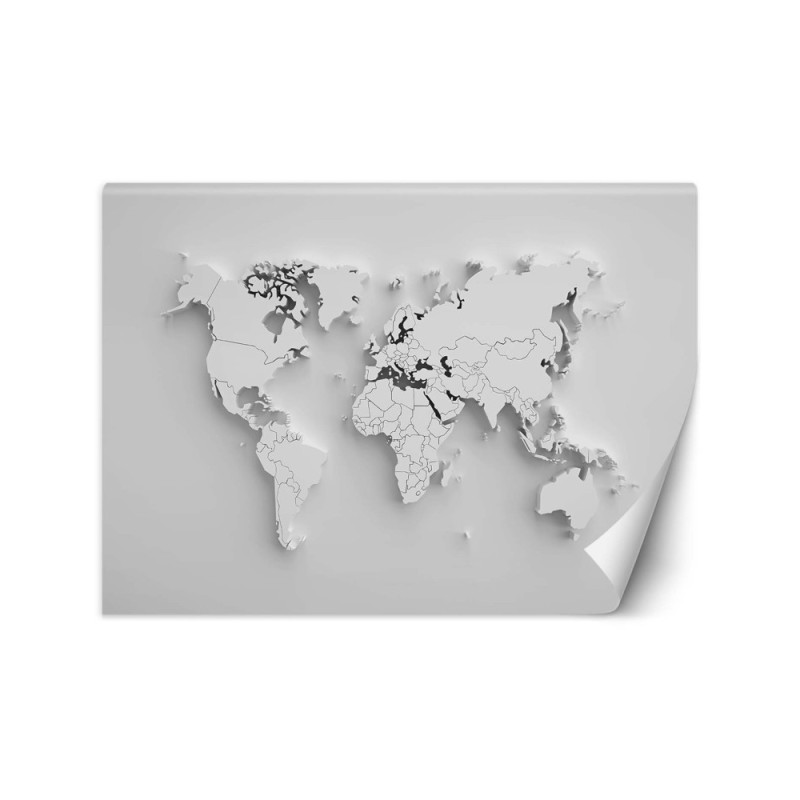 Fototapeta 3D - Biała mapa świata 3D | FEEBY