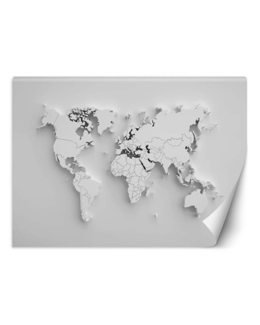 Fototapeta 3D - Biała mapa świata 3D | FEEBY