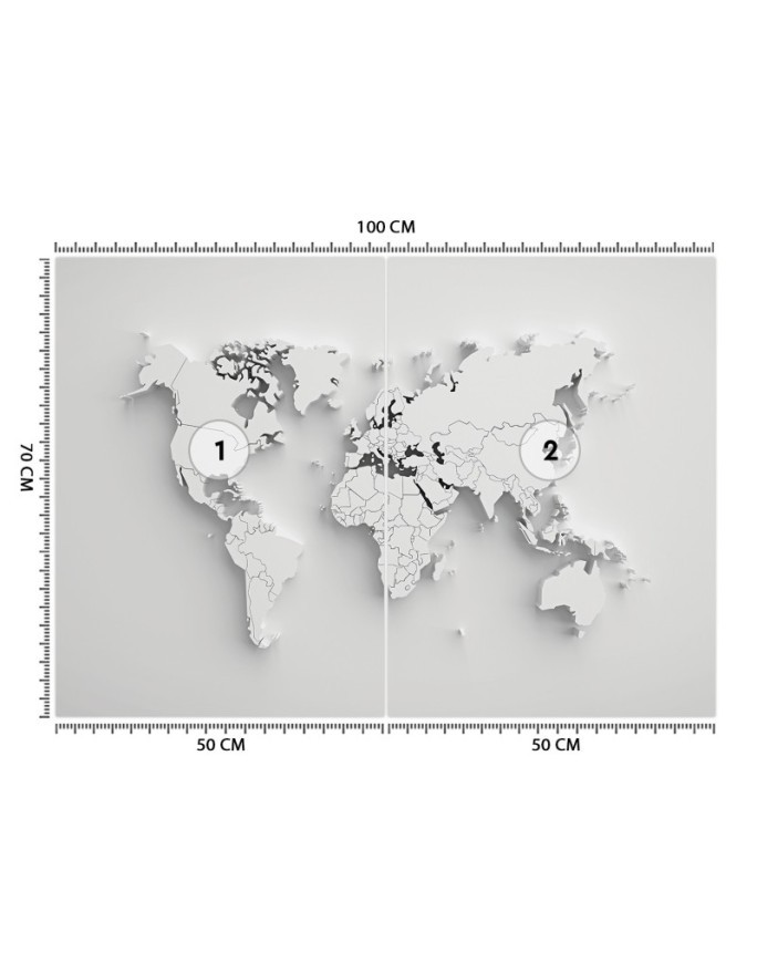 Fototapeta 3D - Biała mapa świata 3D | FEEBY