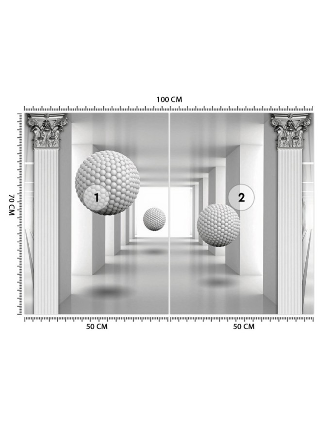 Fototapety z efektem głębi - Kule 3D w tunelu | FEEBY