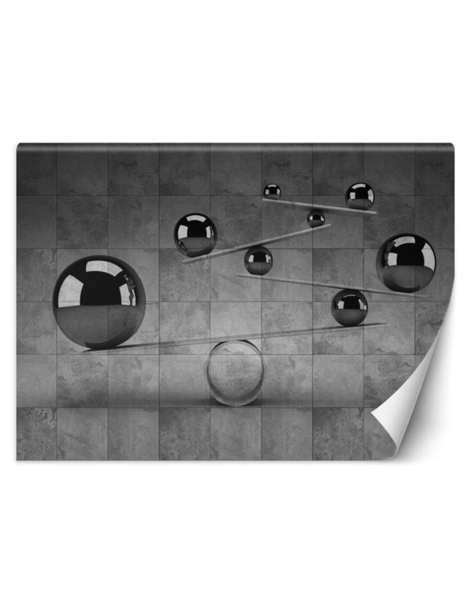 Fototapety 3D - Srebrne kule 3D na tle betonowej ściany | FEEBY
