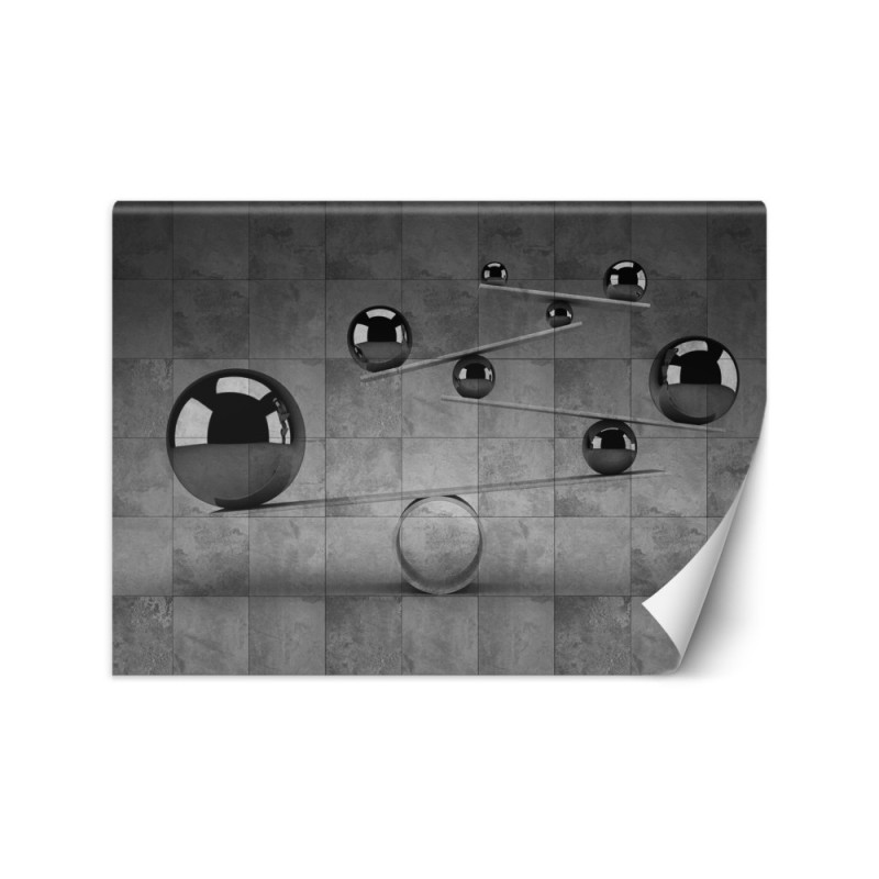 Fototapety 3D - Srebrne kule 3D na tle betonowej ściany | FEEBY