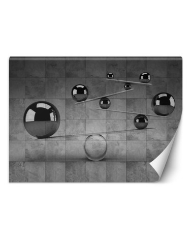 Fototapety 3D - Srebrne kule 3D na tle betonowej ściany | FEEBY
