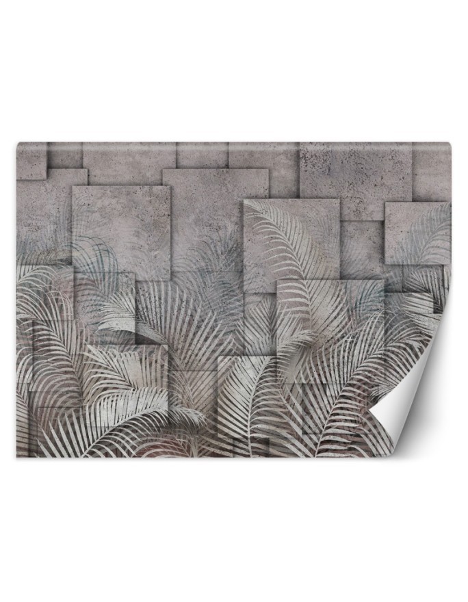 Fototapeta z efektem głębi - Liście palmy 3D beton | FEEBY