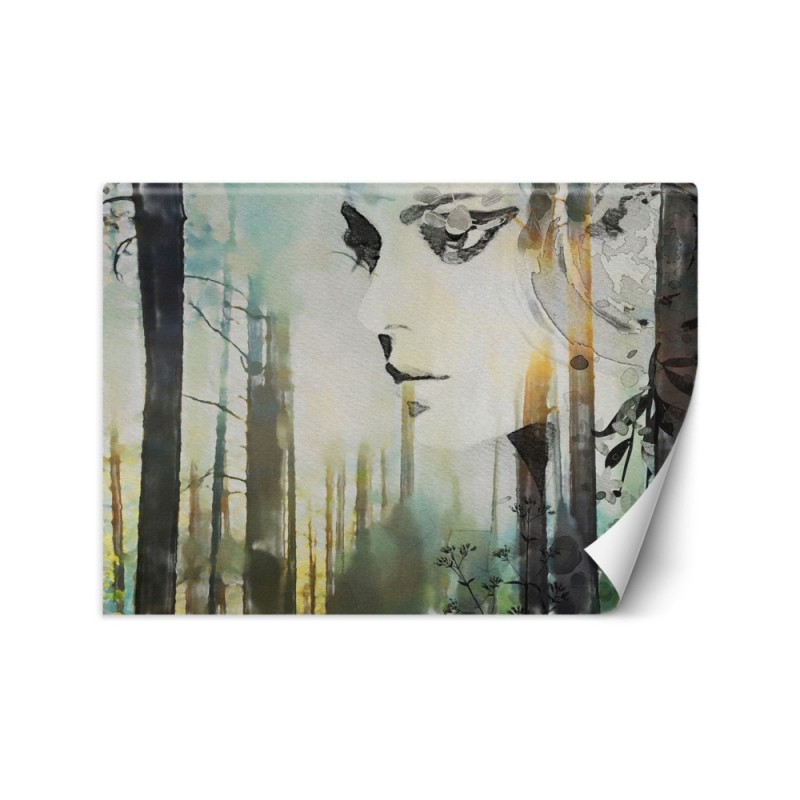 Nowoczesne fototapety - Pastelowa abstrakcja kobieta i las | FEEBY