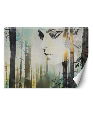 Nowoczesne fototapety - Pastelowa abstrakcja kobieta i las | FEEBY