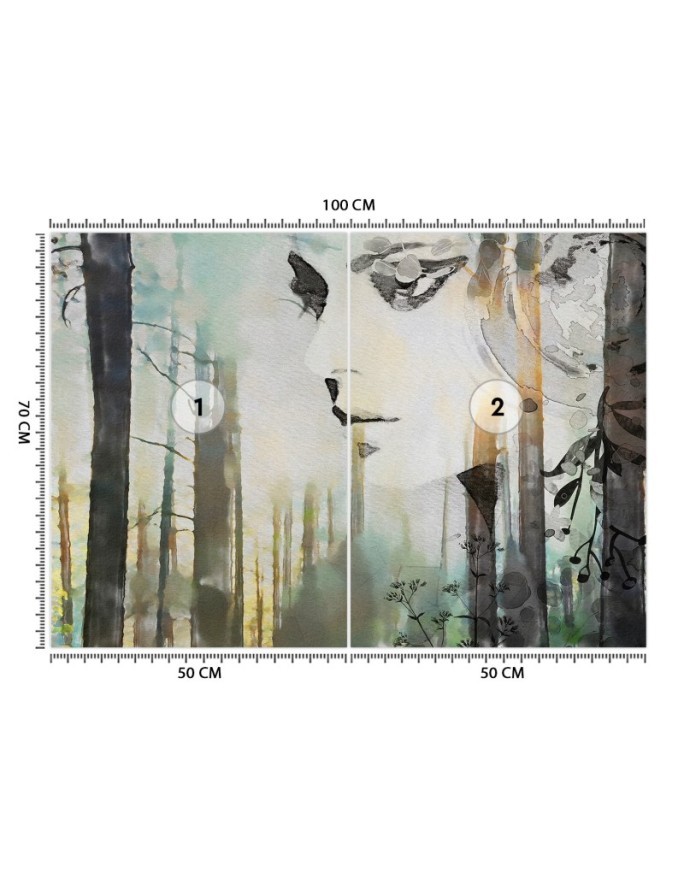 Nowoczesne fototapety - Pastelowa abstrakcja kobieta i las | FEEBY