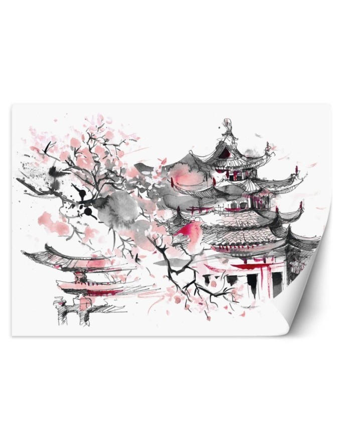Orientalne wzory fototapety - Japońska pagoda | FEEBY