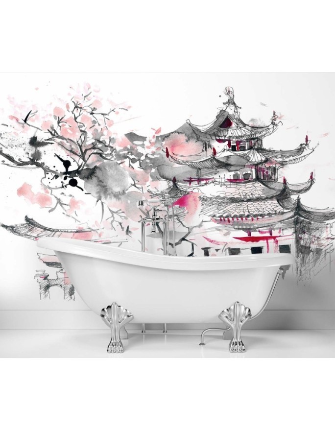 Orientalne wzory fototapety - Japońska pagoda | FEEBY