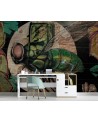 Fototapeta - Zielona mucha i księżyc graffiti na ścianie | FEEBY