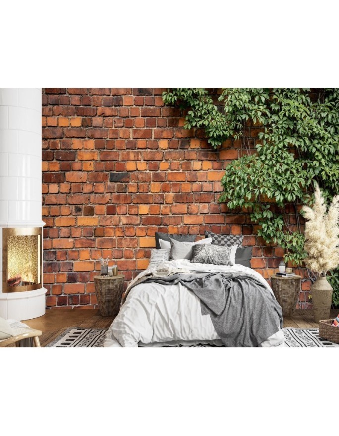 Living room wall mural - Plant brick wall | FEEBY