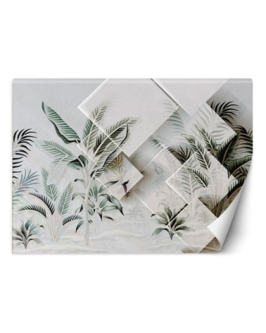 Inspirational wall mural - Green leaves 3D | FEEBY